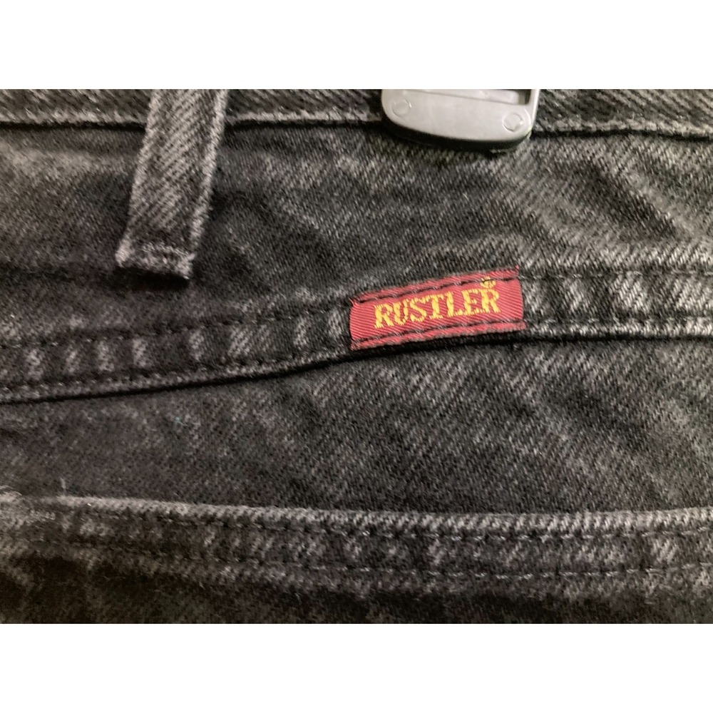 Rustler Black Denim Jeans Size 44x30 Men Straight Pockets - Picture 6 of 8